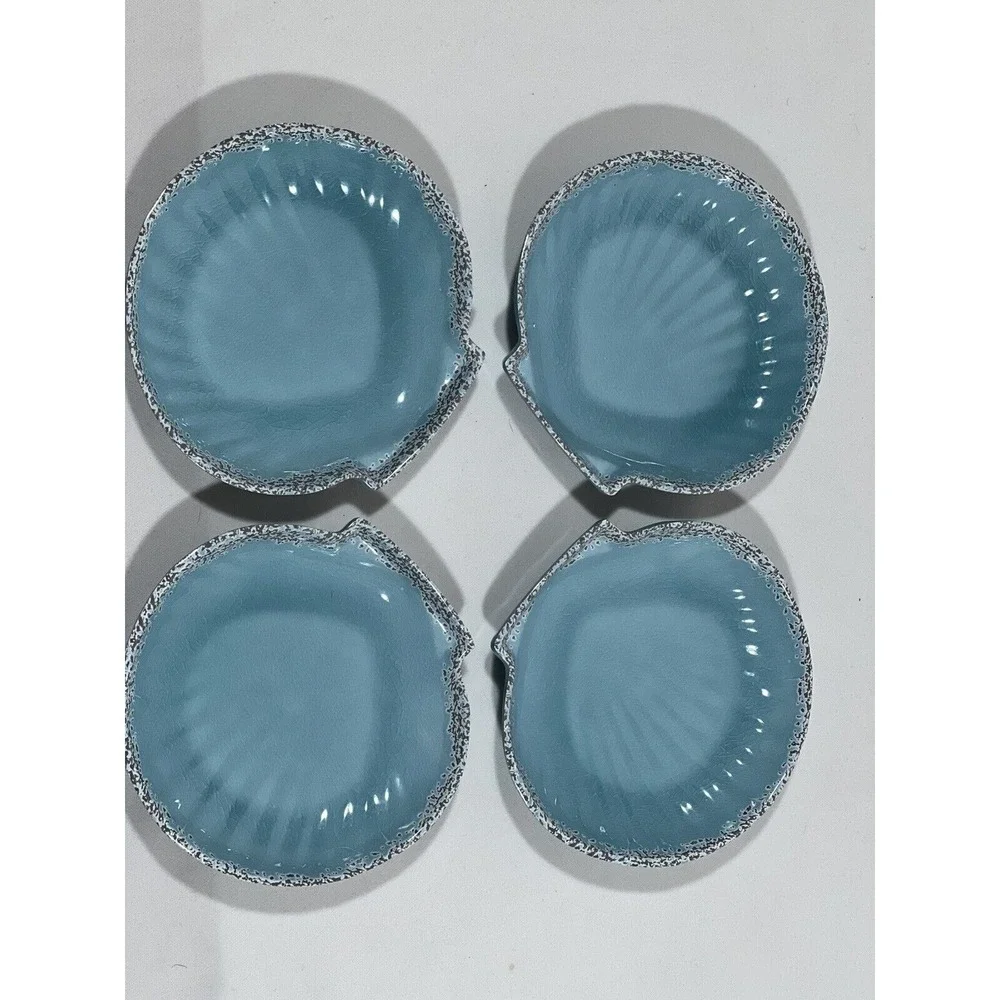 Tag Living Acrylic Seashell Plates Set‎ 4 Coastal Beach Dessert Appetizer Decor